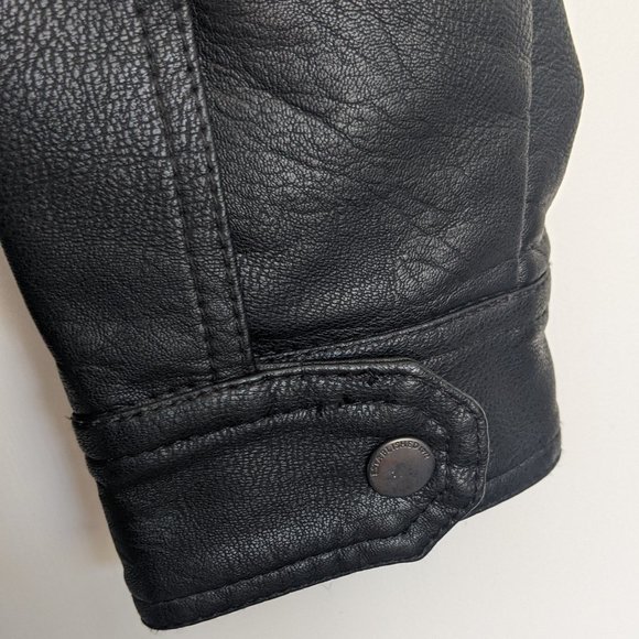 Brave Soul Faux Leather Biker Jacket. Black. Large - Picture 5 of 6